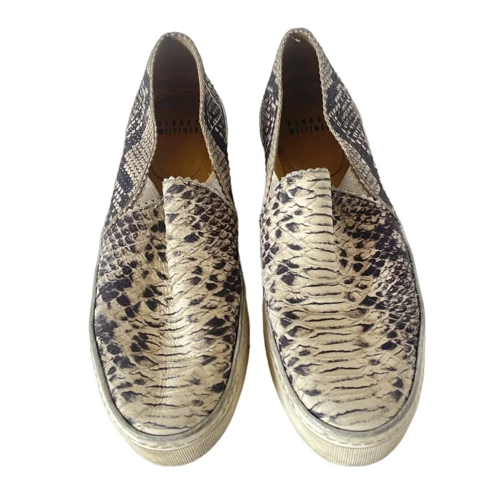 Stuart Weitzman Nugget Snake Skin Thick Sole Slip On Sneakers • Size 6.5 🔴